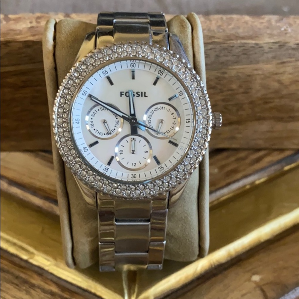 Silver Fossil Watch